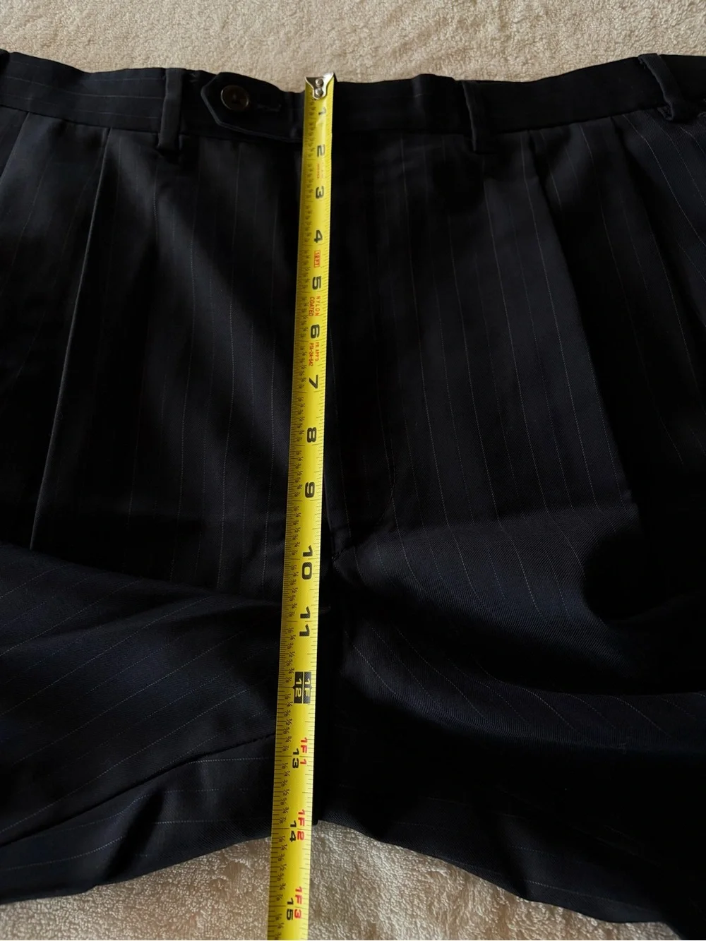 Lauren Ralph Lauren Mens 42L 2 Piece Suit Wool navy pinstripes. W36 L31 cuffed